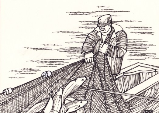 un pêcheur et barque